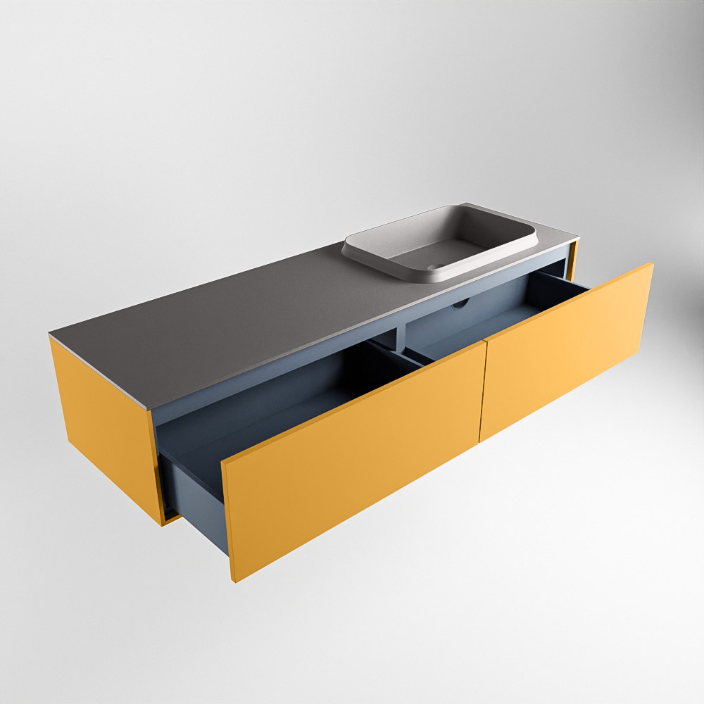 MONDIAZ ERIN 150cm mueble de baño color Ocher 2 cajones. Lavabo RIDGE Derecho 1 orificio color Dark Grey. 6 MONDIAZ ERIN 150cm mueble de baño color Ocher 2 cajones. Lavabo RIDGE Derecho 1 orificio color Dark Grey. - Imagen 6