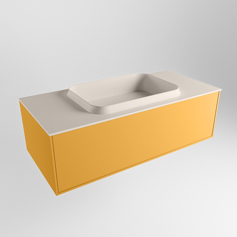 MONDIAZ ERIN 100cm mueble de baño color Ocher 1 cajón. Lavabo RIDGE Centro sin orificio color Linen. 4 MONDIAZ ERIN 100cm mueble de baño color Ocher 1 cajón. Lavabo RIDGE Centro sin orificio color Linen. - Imagen 4