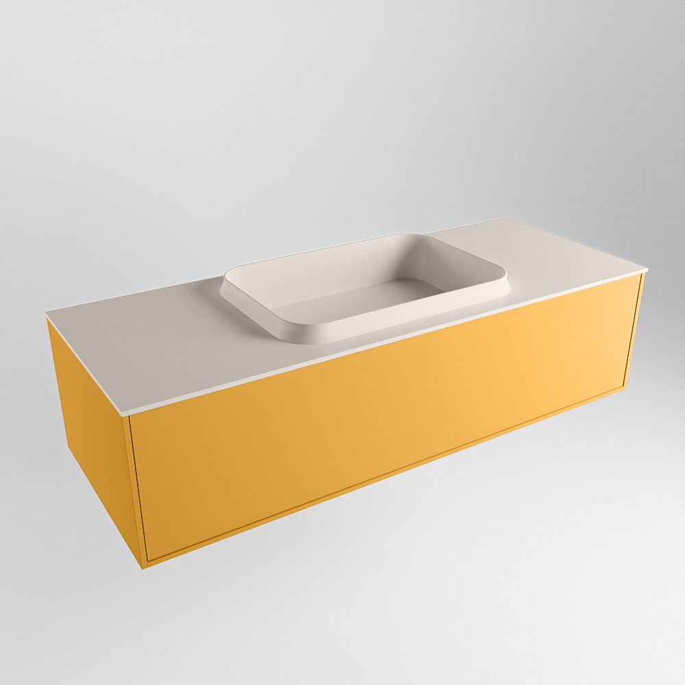 MONDIAZ ERIN 120cm mueble de baño color Ocher 1 cajón. Lavabo RIDGE Centro sin orificio color Linen. 4 MONDIAZ ERIN 120cm mueble de baño color Ocher 1 cajón. Lavabo RIDGE Centro sin orificio color Linen. - Imagen 4