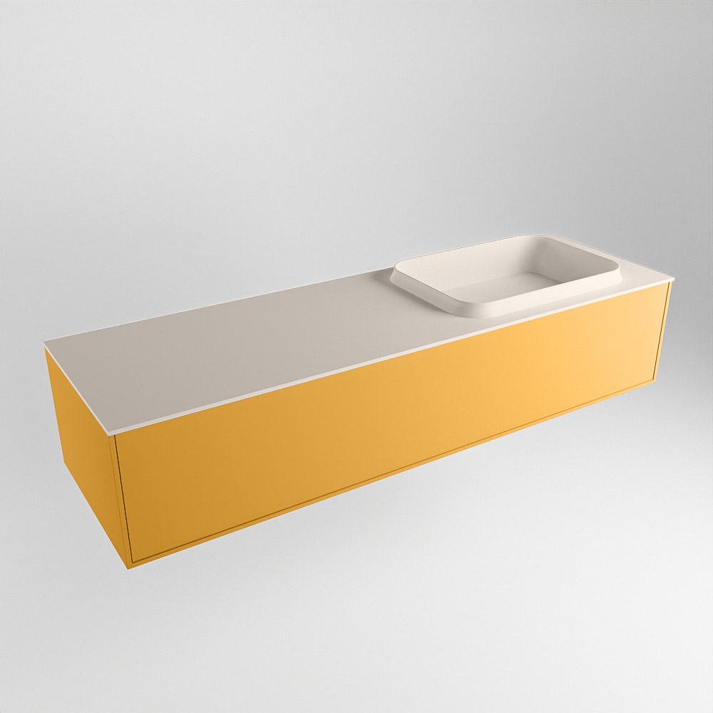 MONDIAZ ERIN 150cm mueble de baño color Ocher 1 cajón. Lavabo RIDGE Derecho 1 orificio color Linen. 4 MONDIAZ ERIN 150cm mueble de baño color Ocher 1 cajón. Lavabo RIDGE Derecho 1 orificio color Linen. - Imagen 4