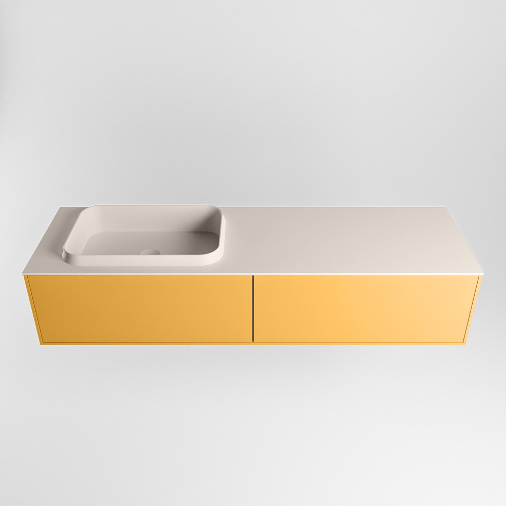 MONDIAZ ERIN 150cm mueble de baño color Ocher 2 cajones. Lavabo RIDGE Izquierda 1 orificio color Linen. 5 MONDIAZ ERIN 150cm mueble de baño color Ocher 2 cajones. Lavabo RIDGE Izquierda 1 orificio color Linen. - Imagen 5