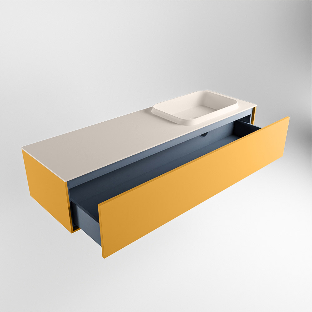 MONDIAZ ERIN 150cm mueble de baño color Ocher 1 cajón. Lavabo RIDGE Derecho 1 orificio color Linen. 6 MONDIAZ ERIN 150cm mueble de baño color Ocher 1 cajón. Lavabo RIDGE Derecho 1 orificio color Linen. - Imagen 6