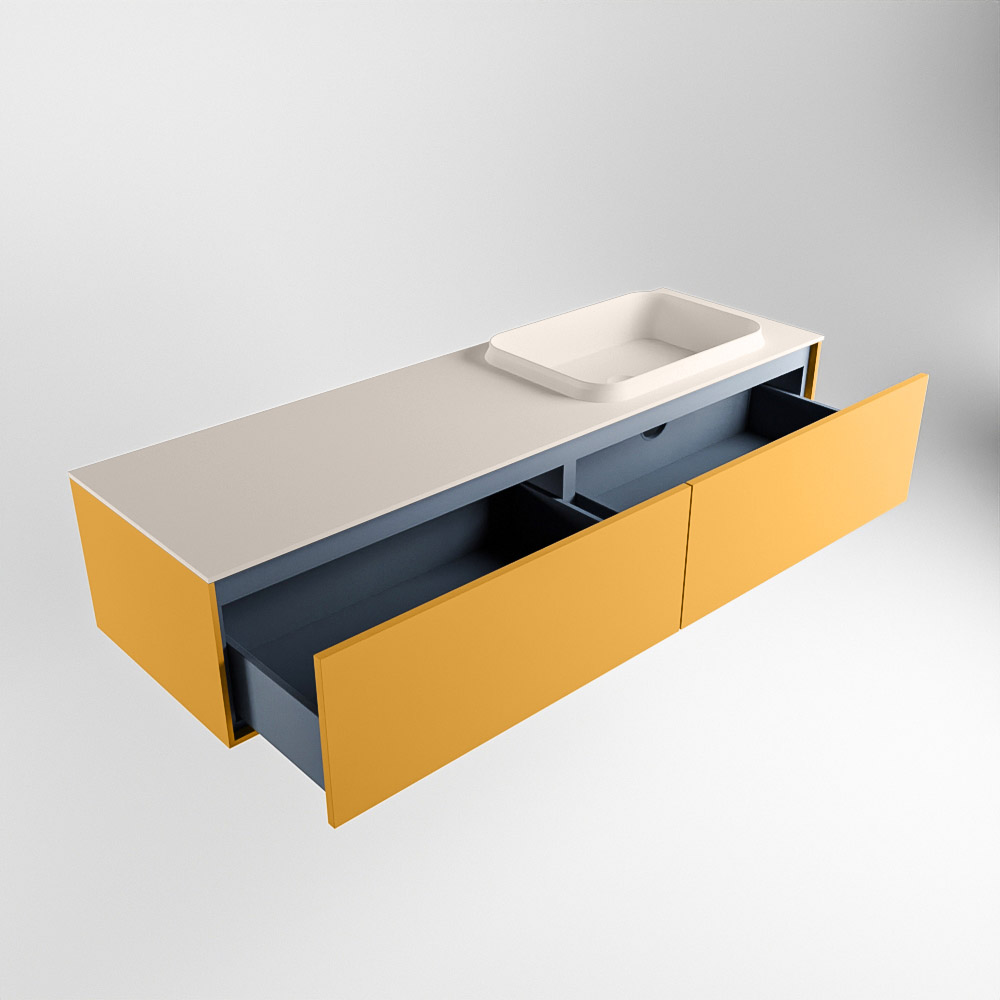 MONDIAZ ERIN 150cm mueble de baño color Ocher 2 cajones. Lavabo RIDGE Derecho 1 orificio color Linen. 6 MONDIAZ ERIN 150cm mueble de baño color Ocher 2 cajones. Lavabo RIDGE Derecho 1 orificio color Linen. - Imagen 6