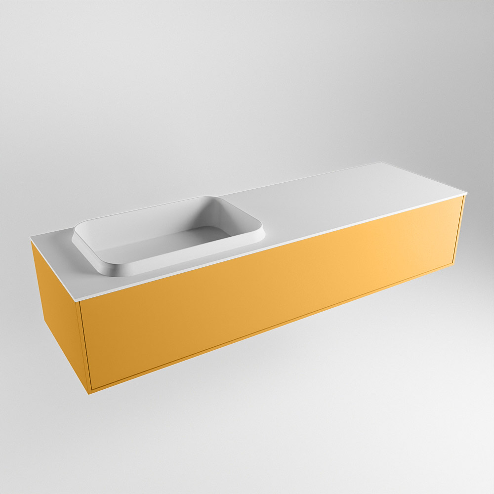 MONDIAZ ERIN 150cm mueble de baño color Ocher 1 cajón. Lavabo RIDGE Izquierda sin orificio color Talc. 4 MONDIAZ ERIN 150cm mueble de baño color Ocher 1 cajón. Lavabo RIDGE Izquierda sin orificio color Talc. - Imagen 4