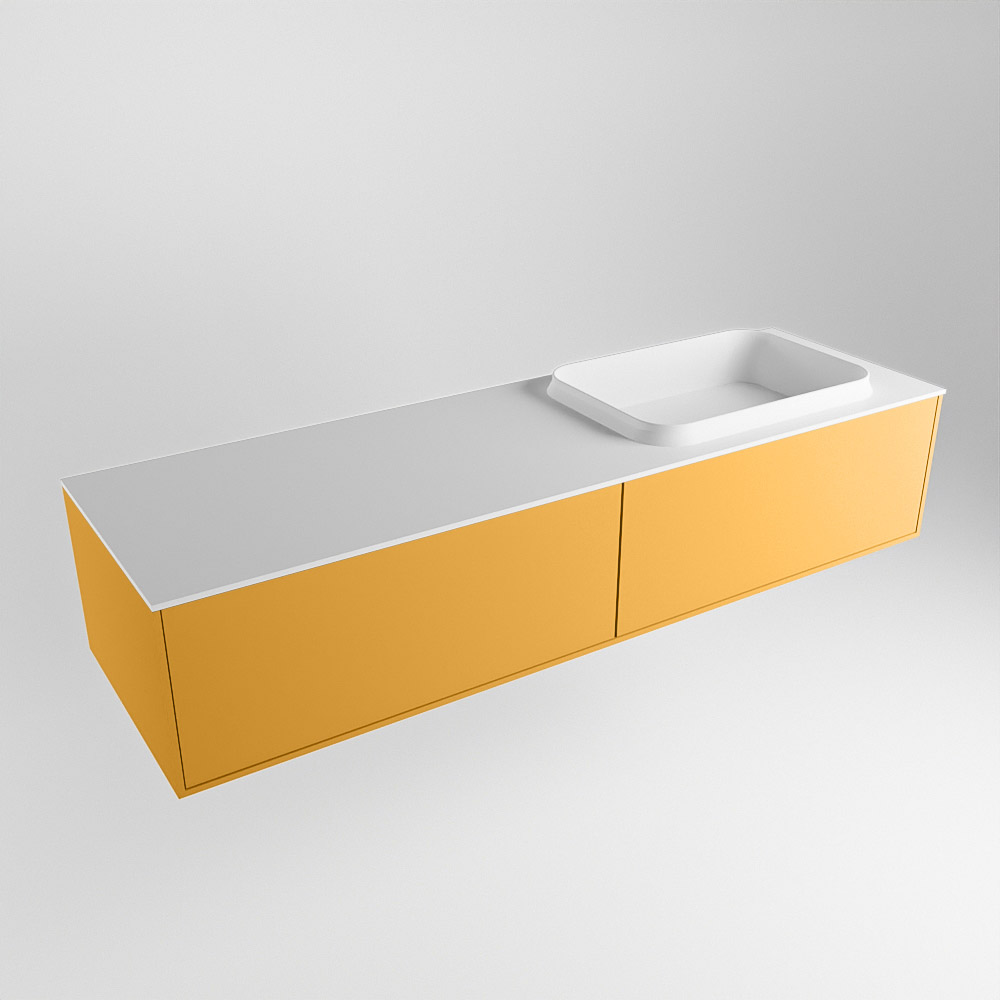 MONDIAZ ERIN 150cm mueble de baño color Ocher 2 cajones. Lavabo RIDGE Derecho 1 orificio color Talc. 4 MONDIAZ ERIN 150cm mueble de baño color Ocher 2 cajones. Lavabo RIDGE Derecho 1 orificio color Talc. - Imagen 4