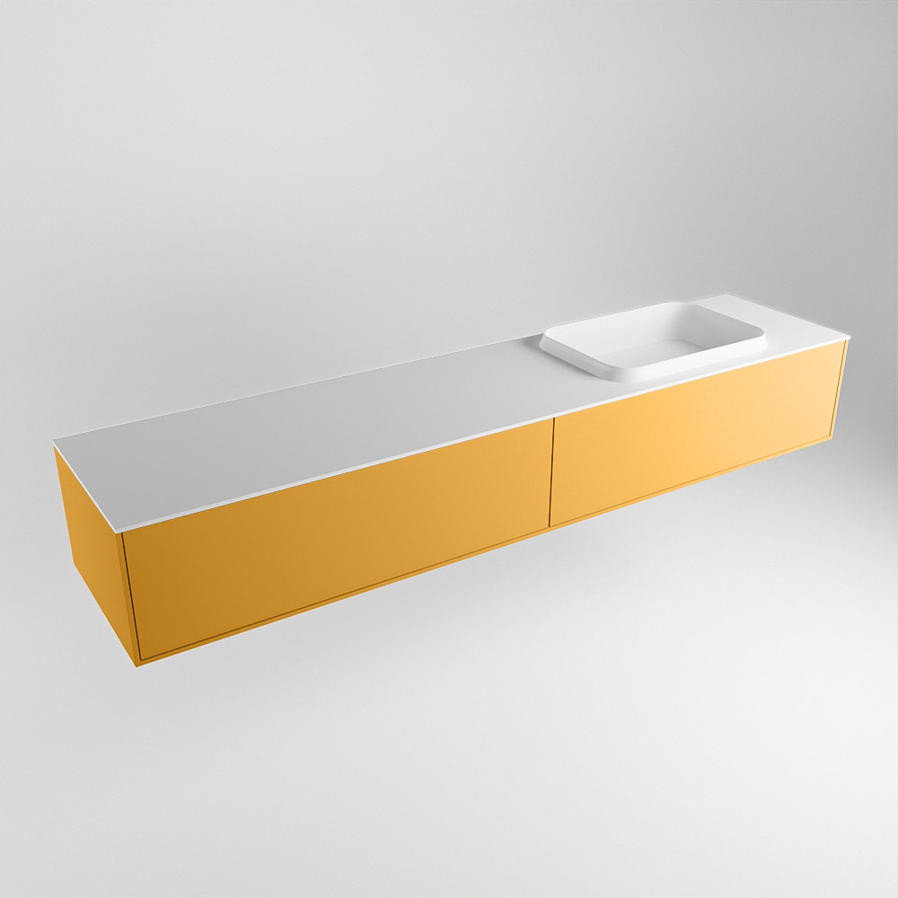MONDIAZ ERIN 200cm mueble de baño color Ocher 2 cajones. Lavabo RIDGE Derecho sin orificio color Talc. 4 MONDIAZ ERIN 200cm mueble de baño color Ocher 2 cajones. Lavabo RIDGE Derecho sin orificio color Talc. - Imagen 4