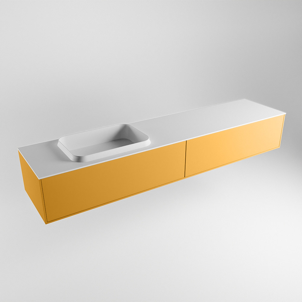 MONDIAZ ERIN 200cm mueble de baño color Ocher 2 cajones. Lavabo RIDGE Izquierda 1 orificio color Talc. 4 MONDIAZ ERIN 200cm mueble de baño color Ocher 2 cajones. Lavabo RIDGE Izquierda 1 orificio color Talc. - Imagen 4