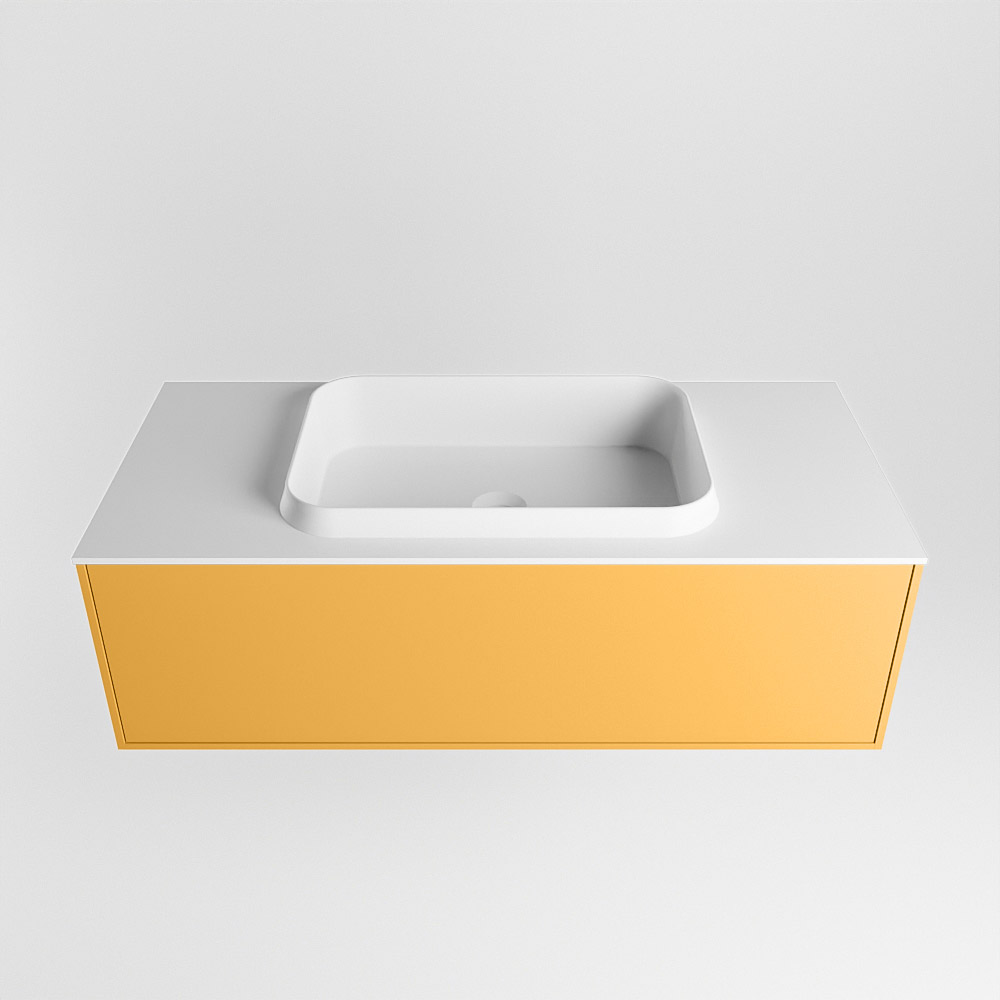 MONDIAZ ERIN 100cm mueble de baño color Ocher 1 cajón. Lavabo RIDGE Centro sin orificio color Talc. 5 MONDIAZ ERIN 100cm mueble de baño color Ocher 1 cajón. Lavabo RIDGE Centro sin orificio color Talc. - Imagen 5