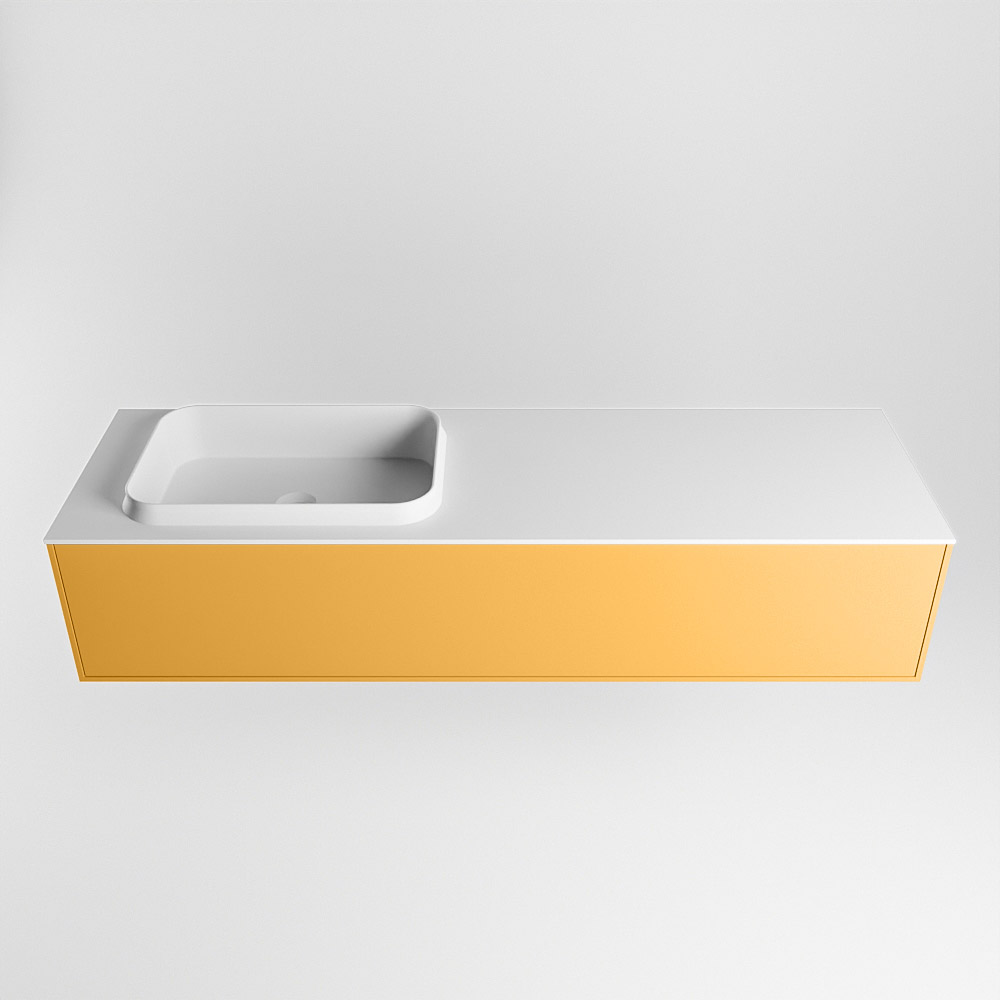 MONDIAZ ERIN 150cm mueble de baño color Ocher 1 cajón. Lavabo RIDGE Izquierda sin orificio color Talc. 5 MONDIAZ ERIN 150cm mueble de baño color Ocher 1 cajón. Lavabo RIDGE Izquierda sin orificio color Talc. - Imagen 5