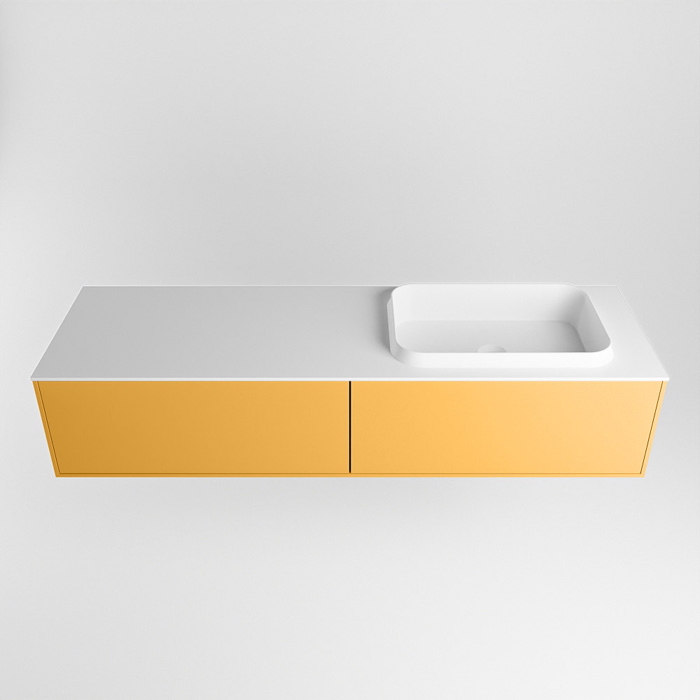 MONDIAZ ERIN 150cm mueble de baño color Ocher 2 cajones. Lavabo RIDGE Derecho 1 orificio color Talc. 5 MONDIAZ ERIN 150cm mueble de baño color Ocher 2 cajones. Lavabo RIDGE Derecho 1 orificio color Talc. - Imagen 5