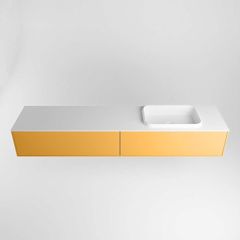 MONDIAZ ERIN 200cm mueble de baño color Ocher 2 cajones. Lavabo RIDGE Derecho sin orificio color Talc. 5 MONDIAZ ERIN 200cm mueble de baño color Ocher 2 cajones. Lavabo RIDGE Derecho sin orificio color Talc. - Imagen 5