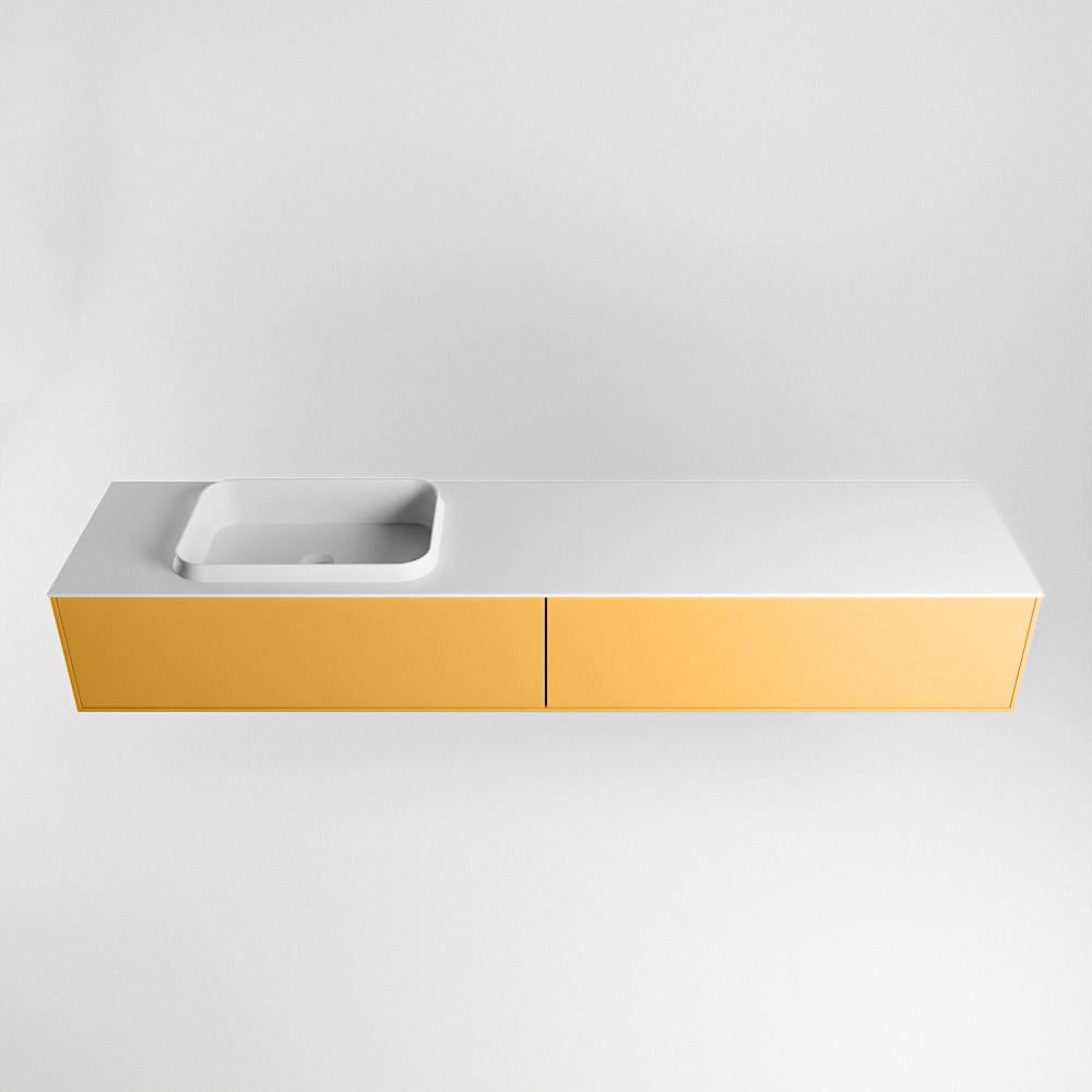 MONDIAZ ERIN 200cm mueble de baño color Ocher 2 cajones. Lavabo RIDGE Izquierda 1 orificio color Talc. 5 MONDIAZ ERIN 200cm mueble de baño color Ocher 2 cajones. Lavabo RIDGE Izquierda 1 orificio color Talc. - Imagen 5