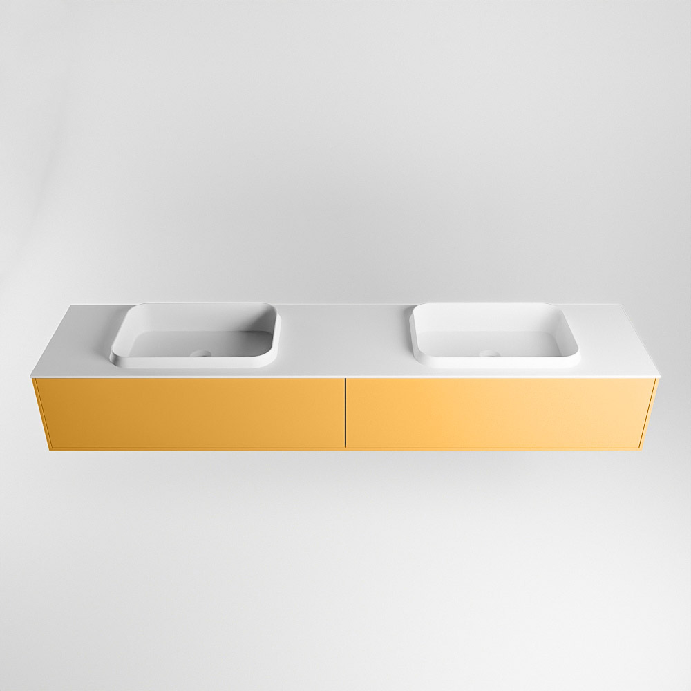 MONDIAZ ERIN 200cm mueble de baño color Ocher 2 cajones. Lavabo RIDGE Doble 2 orificios color Talc. 5 MONDIAZ ERIN 200cm mueble de baño color Ocher 2 cajones. Lavabo RIDGE Doble 2 orificios color Talc. - Imagen 5