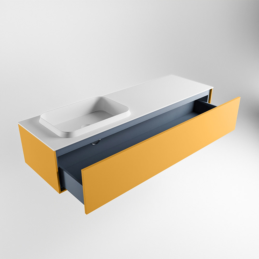 MONDIAZ ERIN 150cm mueble de baño color Ocher 1 cajón. Lavabo RIDGE Izquierda sin orificio color Talc. 6 MONDIAZ ERIN 150cm mueble de baño color Ocher 1 cajón. Lavabo RIDGE Izquierda sin orificio color Talc. - Imagen 6