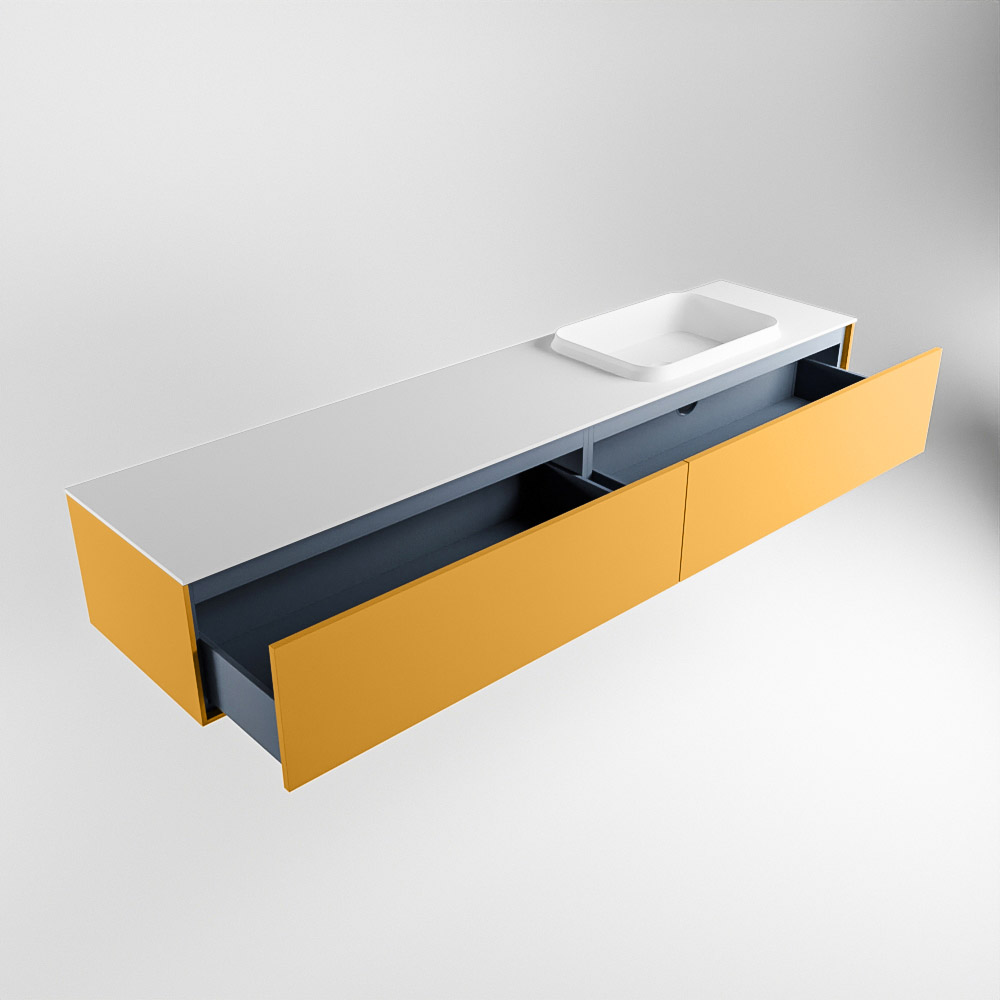 MONDIAZ ERIN 200cm mueble de baño color Ocher 2 cajones. Lavabo RIDGE Derecho sin orificio color Talc. 6 MONDIAZ ERIN 200cm mueble de baño color Ocher 2 cajones. Lavabo RIDGE Derecho sin orificio color Talc. - Imagen 6