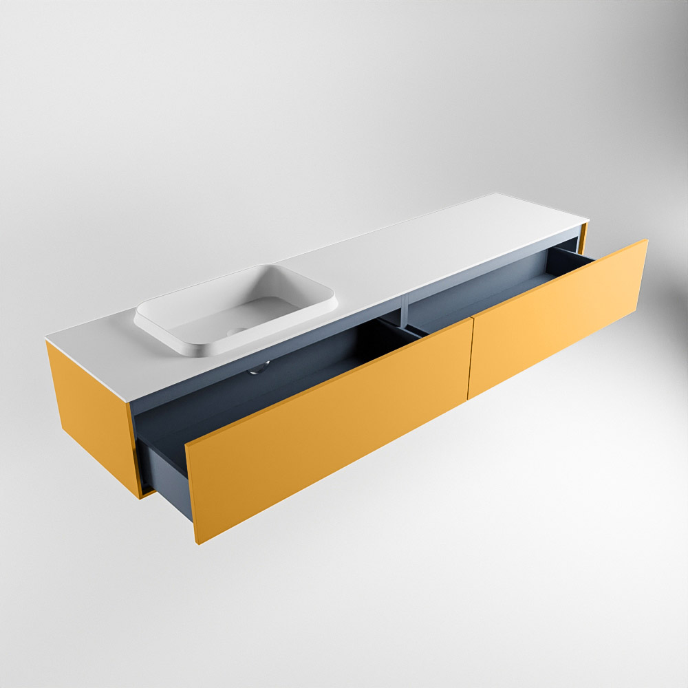 MONDIAZ ERIN 200cm mueble de baño color Ocher 2 cajones. Lavabo RIDGE Izquierda 1 orificio color Talc. 6 MONDIAZ ERIN 200cm mueble de baño color Ocher 2 cajones. Lavabo RIDGE Izquierda 1 orificio color Talc. - Imagen 6