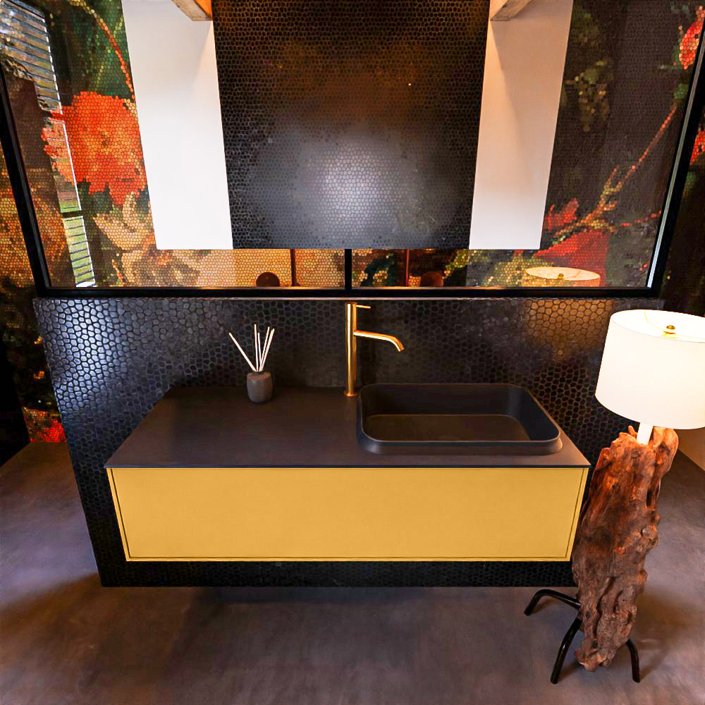 MONDIAZ ERIN 120cm mueble de baño color Ocher 1 cajón. Lavabo RIDGE Derecho 1 orificio color Urban. 3 MONDIAZ ERIN 120cm mueble de baño color Ocher 1 cajón. Lavabo RIDGE Derecho 1 orificio color Urban. - Imagen 3