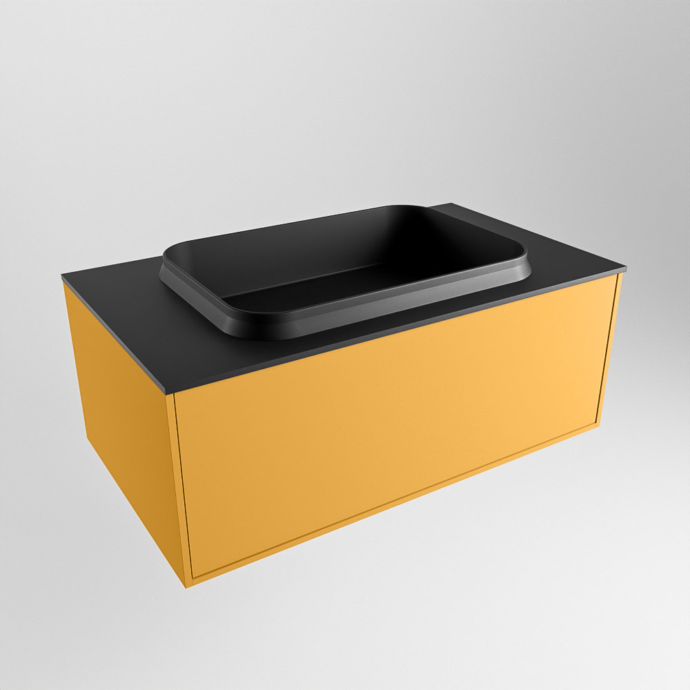 MONDIAZ ERIN 80cm mueble de baño color Ocher 1 cajón. Lavabo RIDGE Centro 1 orificio color Urban. 4 MONDIAZ ERIN 80cm mueble de baño color Ocher 1 cajón. Lavabo RIDGE Centro 1 orificio color Urban. - Imagen 4
