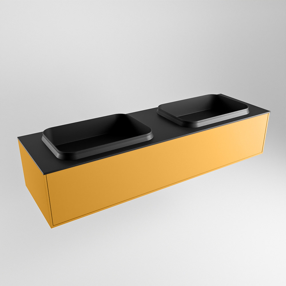 MONDIAZ ERIN 150cm mueble de baño color Ocher 1 cajón. Lavabo RIDGE Doble 2 orificios color Urban. 4 MONDIAZ ERIN 150cm mueble de baño color Ocher 1 cajón. Lavabo RIDGE Doble 2 orificios color Urban. - Imagen 4