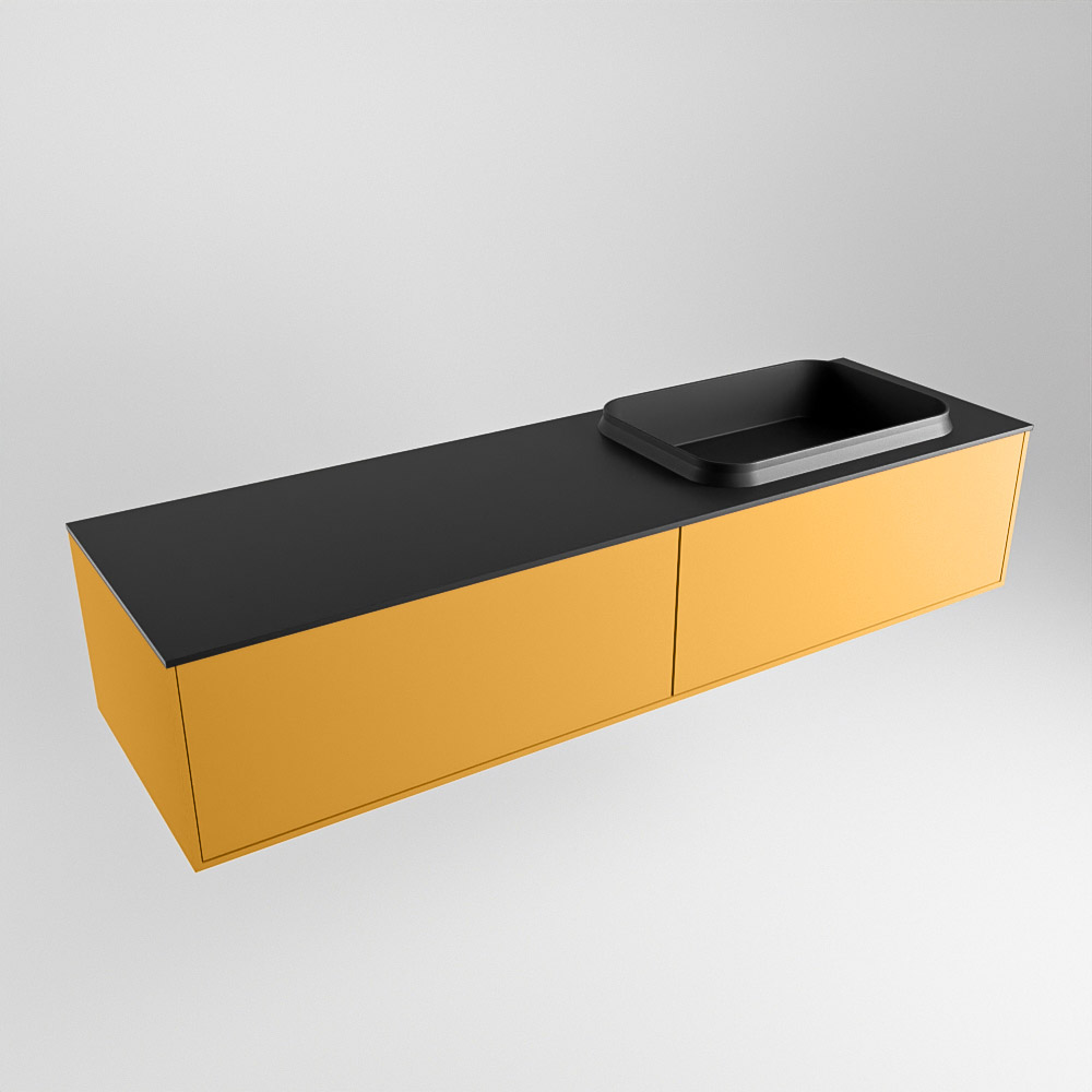MONDIAZ ERIN 150cm mueble de baño color Ocher 2 cajones. Lavabo RIDGE Derecho sin orificio color Urban. 4 MONDIAZ ERIN 150cm mueble de baño color Ocher 2 cajones. Lavabo RIDGE Derecho sin orificio color Urban. - Imagen 4