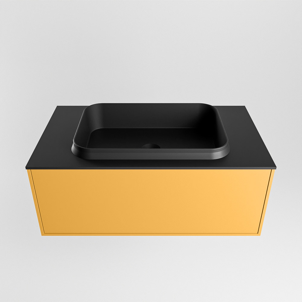 MONDIAZ ERIN 80cm mueble de baño color Ocher 1 cajón. Lavabo RIDGE Centro 1 orificio color Urban. 5 MONDIAZ ERIN 80cm mueble de baño color Ocher 1 cajón. Lavabo RIDGE Centro 1 orificio color Urban. - Imagen 5