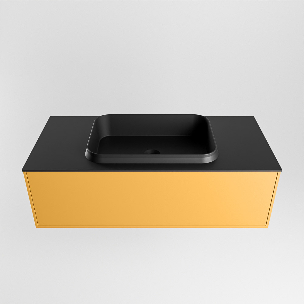 MONDIAZ ERIN 100cm mueble de baño color Ocher 1 cajón. Lavabo RIDGE Centro 1 orificio color Urban. 5 MONDIAZ ERIN 100cm mueble de baño color Ocher 1 cajón. Lavabo RIDGE Centro 1 orificio color Urban. - Imagen 5
