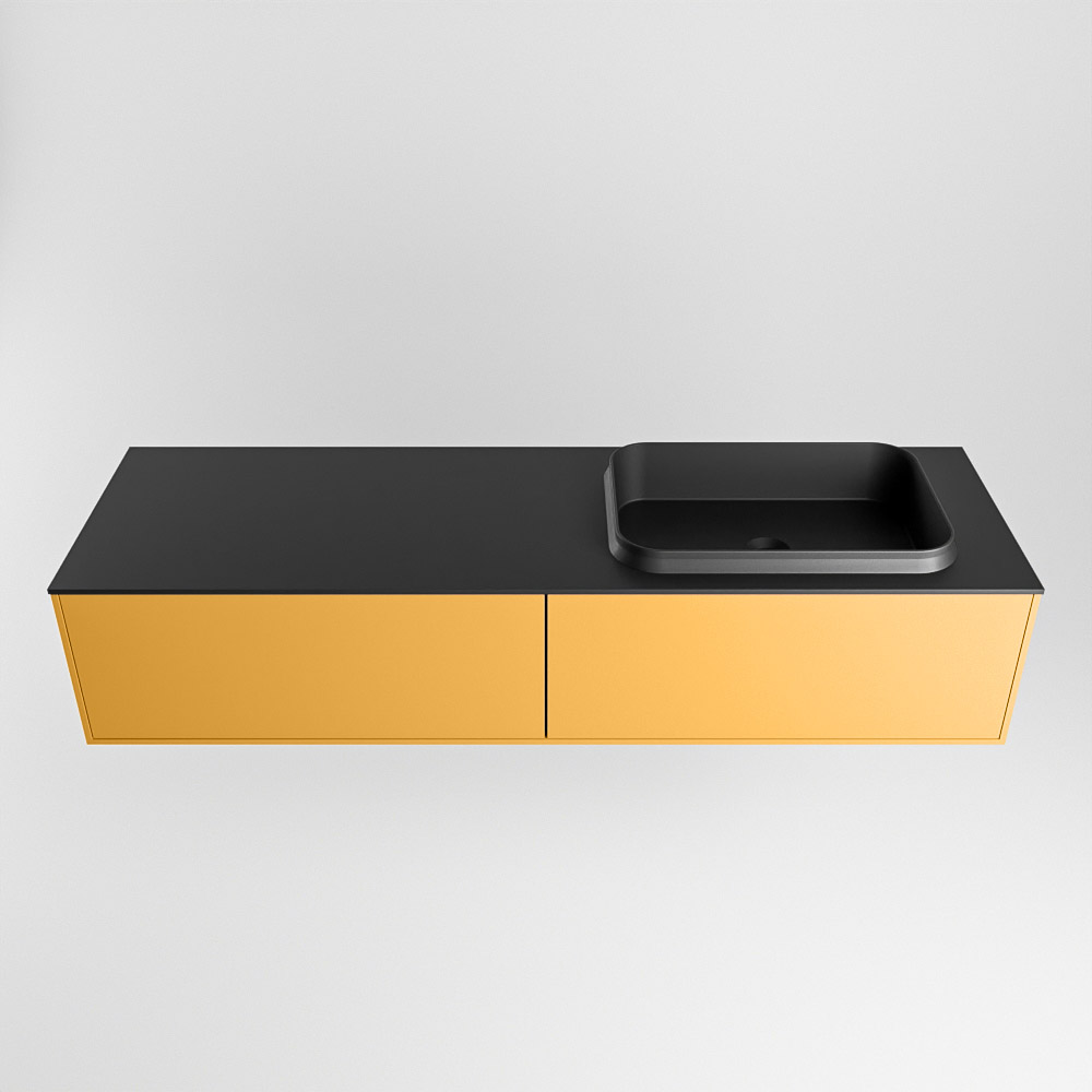 MONDIAZ ERIN 150cm mueble de baño color Ocher 2 cajones. Lavabo RIDGE Derecho sin orificio color Urban. 5 MONDIAZ ERIN 150cm mueble de baño color Ocher 2 cajones. Lavabo RIDGE Derecho sin orificio color Urban. - Imagen 5