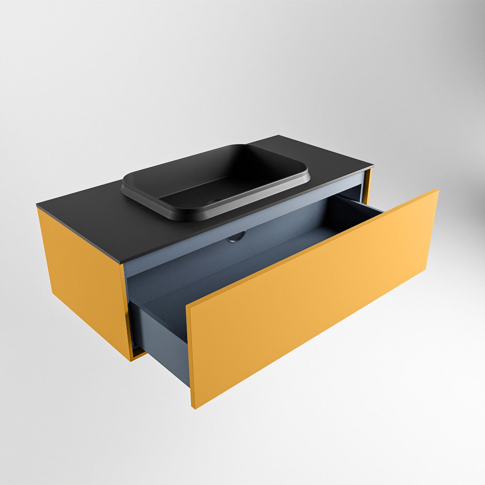 MONDIAZ ERIN 100cm mueble de baño color Ocher 1 cajón. Lavabo RIDGE Centro 1 orificio color Urban. 6 MONDIAZ ERIN 100cm mueble de baño color Ocher 1 cajón. Lavabo RIDGE Centro 1 orificio color Urban. - Imagen 6