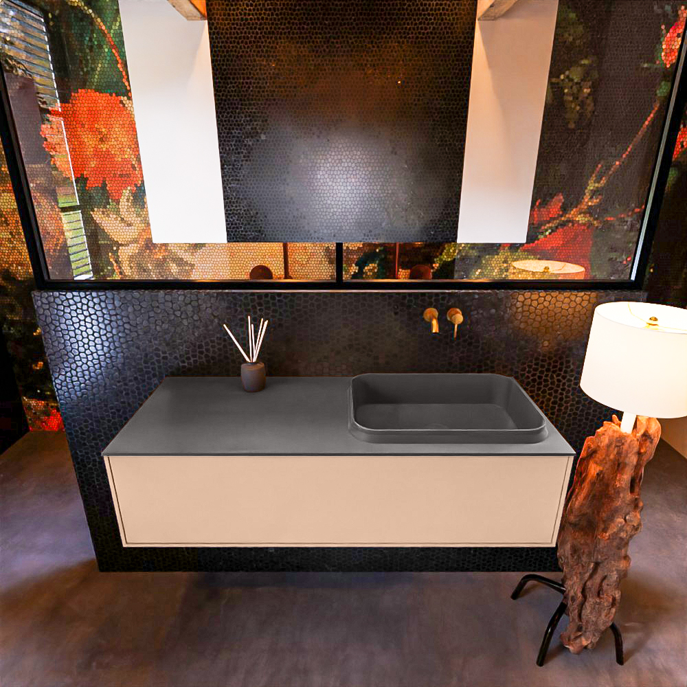 MONDIAZ ERIN 120cm mueble de baño color Rosee 1 cajón. Lavabo RIDGE Derecho sin orificio color Dark Grey. 3 MONDIAZ ERIN 120cm mueble de baño color Rosee 1 cajón. Lavabo RIDGE Derecho sin orificio color Dark Grey. - Imagen 3