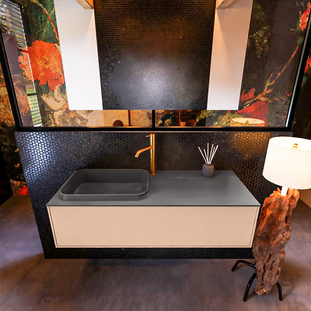 MONDIAZ ERIN 120cm mueble de baño color Rosee 1 cajón. Lavabo RIDGE Izquierda 1 orificio color Dark Grey. 3 MONDIAZ ERIN 120cm mueble de baño color Rosee 1 cajón. Lavabo RIDGE Izquierda 1 orificio color Dark Grey. - Imagen 3