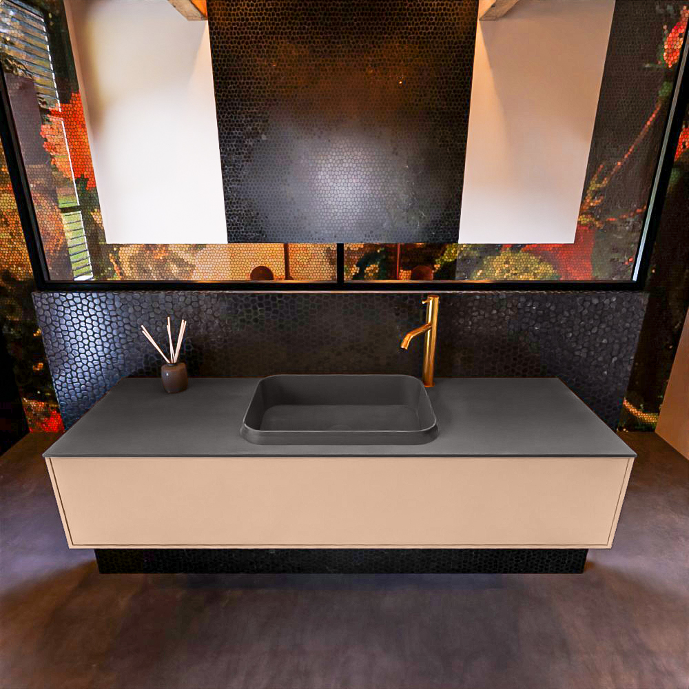 MONDIAZ ERIN 150cm mueble de baño color Rosee 1 cajón. Lavabo RIDGE Centro 1 orificio color Dark Grey. 3 MONDIAZ ERIN 150cm mueble de baño color Rosee 1 cajón. Lavabo RIDGE Centro 1 orificio color Dark Grey. - Imagen 3