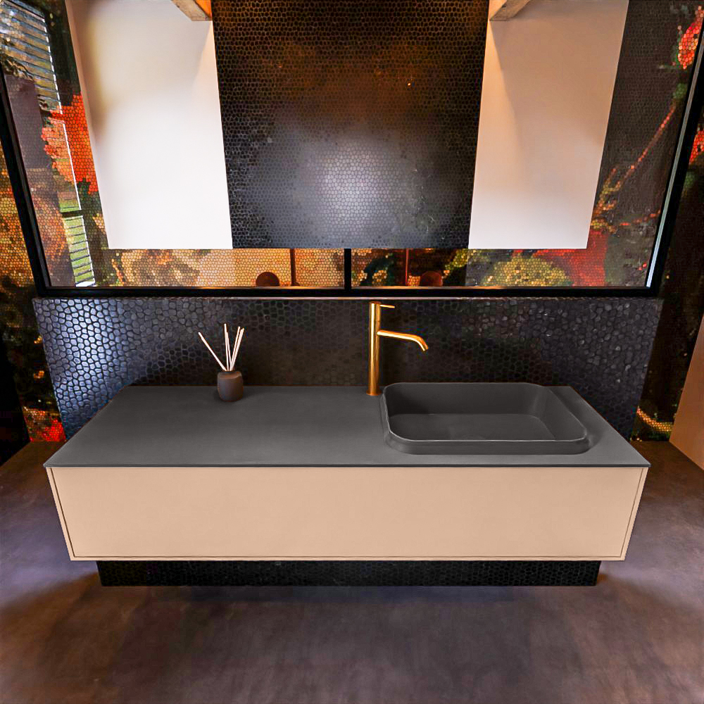 MONDIAZ ERIN 150cm mueble de baño color Rosee 1 cajón. Lavabo RIDGE Derecho 1 orificio color Dark Grey. 3 MONDIAZ ERIN 150cm mueble de baño color Rosee 1 cajón. Lavabo RIDGE Derecho 1 orificio color Dark Grey. - Imagen 3