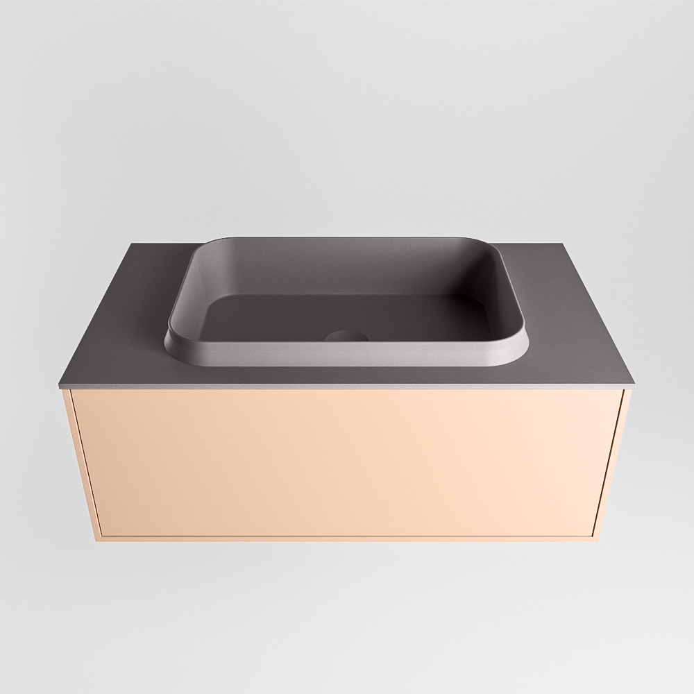 MONDIAZ ERIN 80cm mueble de baño color Rosee 1 cajón. Lavabo RIDGE Centro sin orificio color Dark Grey. 5 MONDIAZ ERIN 80cm mueble de baño color Rosee 1 cajón. Lavabo RIDGE Centro sin orificio color Dark Grey. - Imagen 5