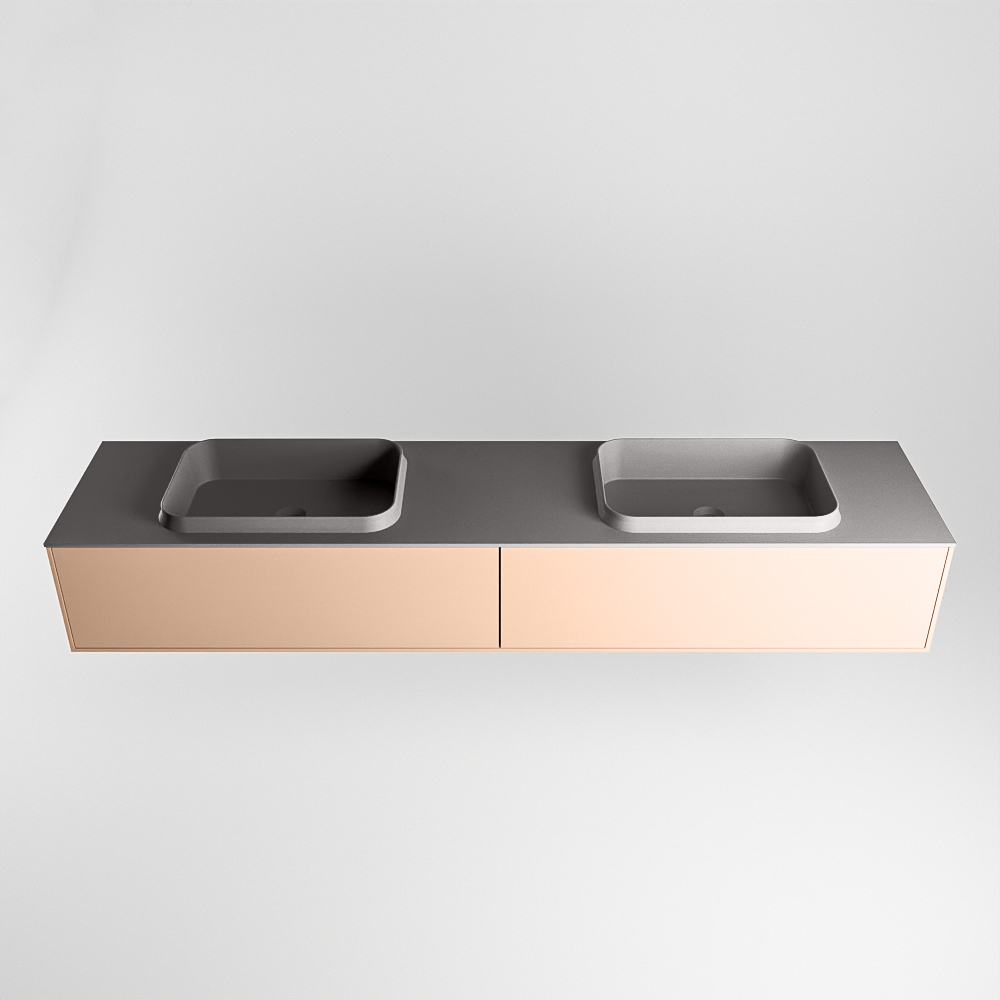 MONDIAZ ERIN 200cm mueble de baño color Rosee 2 cajones. Lavabo RIDGE Doble 2 orificios color Dark Grey. 5 MONDIAZ ERIN 200cm mueble de baño color Rosee 2 cajones. Lavabo RIDGE Doble 2 orificios color Dark Grey. - Imagen 5