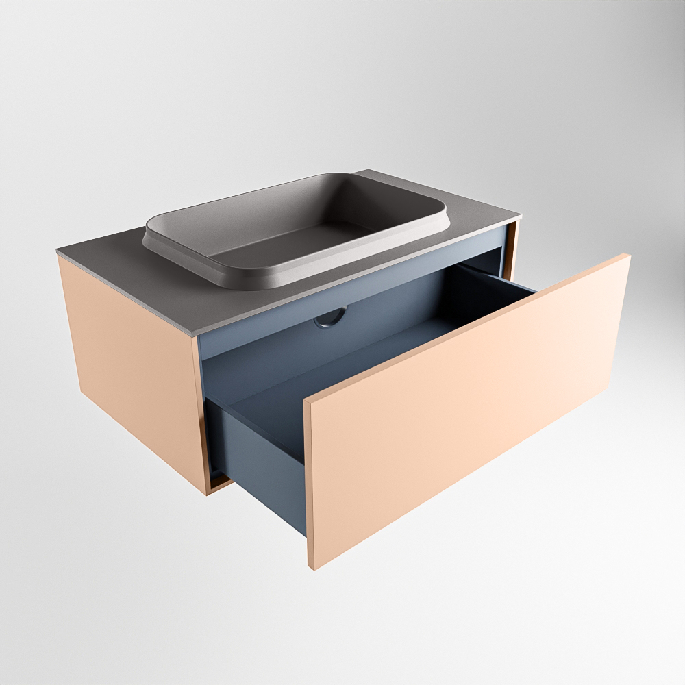 MONDIAZ ERIN 80cm mueble de baño color Rosee 1 cajón. Lavabo RIDGE Centro sin orificio color Dark Grey. 6 MONDIAZ ERIN 80cm mueble de baño color Rosee 1 cajón. Lavabo RIDGE Centro sin orificio color Dark Grey. - Imagen 6