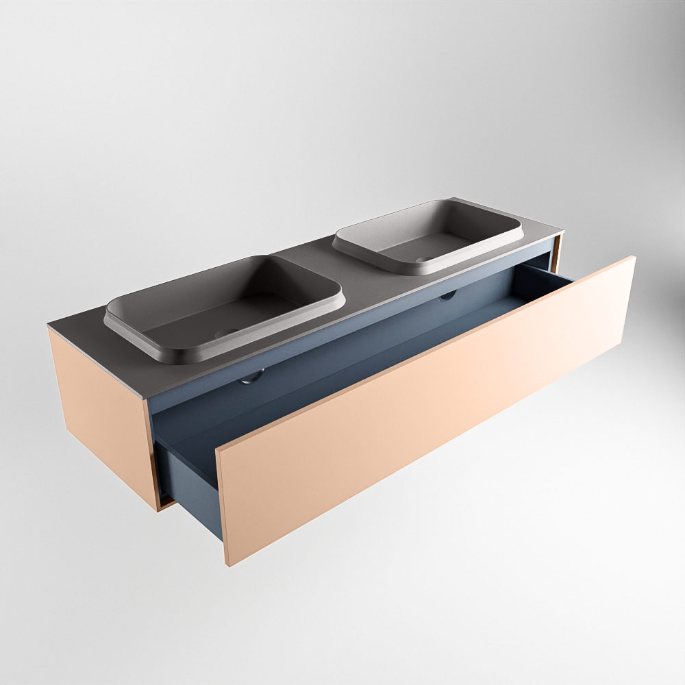 MONDIAZ ERIN 150cm mueble de baño color Rosee 1 cajón. Lavabo RIDGE Doble sin orificio color Dark Grey. 6 MONDIAZ ERIN 150cm mueble de baño color Rosee 1 cajón. Lavabo RIDGE Doble sin orificio color Dark Grey. - Imagen 6