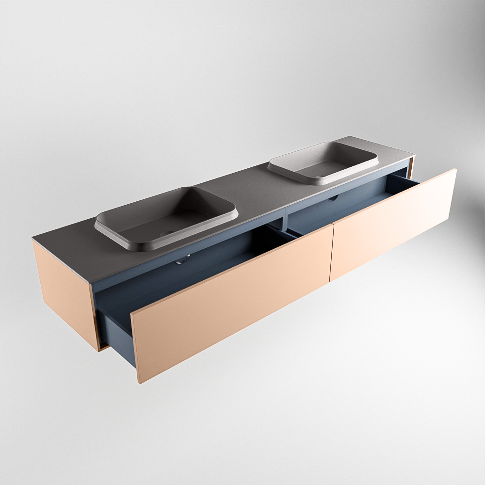 MONDIAZ ERIN 200cm mueble de baño color Rosee 2 cajones. Lavabo RIDGE Doble 2 orificios color Dark Grey. 6 MONDIAZ ERIN 200cm mueble de baño color Rosee 2 cajones. Lavabo RIDGE Doble 2 orificios color Dark Grey. - Imagen 6