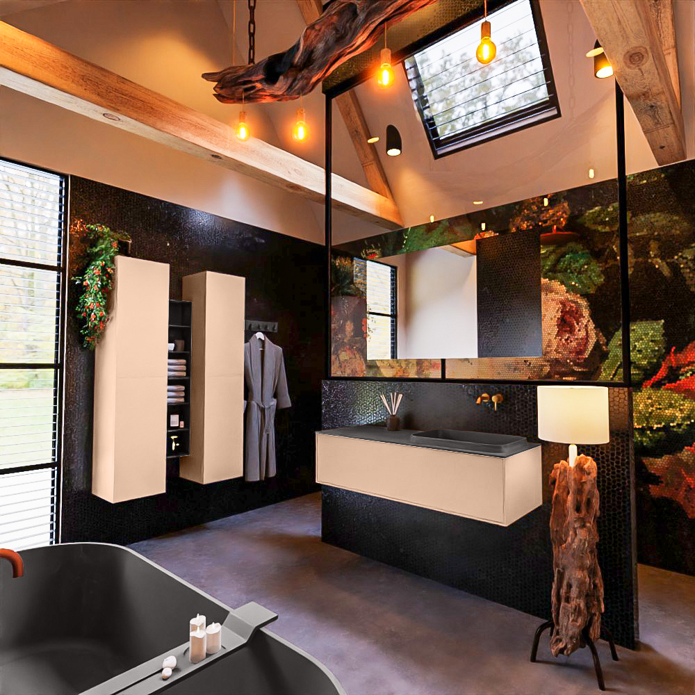 MONDIAZ ERIN 120cm mueble de baño color Rosee 1 cajón. Lavabo RIDGE Derecho sin orificio color Dark Grey. 2 MONDIAZ ERIN 120cm mueble de baño color Rosee 1 cajón. Lavabo RIDGE Derecho sin orificio color Dark Grey. - Imagen 2