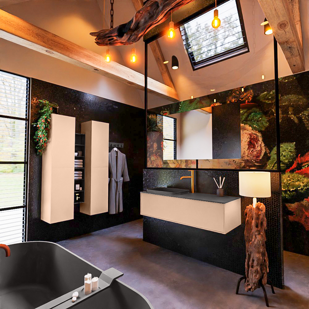 MONDIAZ ERIN 120cm mueble de baño color Rosee 1 cajón. Lavabo RIDGE Izquierda 1 orificio color Dark Grey. 2 MONDIAZ ERIN 120cm mueble de baño color Rosee 1 cajón. Lavabo RIDGE Izquierda 1 orificio color Dark Grey. - Imagen 2