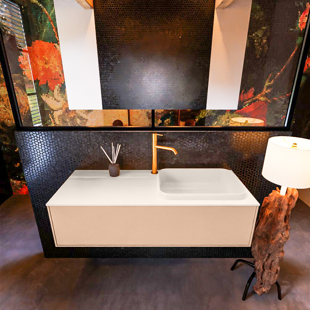MONDIAZ ERIN 120cm mueble de baño color Rosee 1 cajón. Lavabo RIDGE Derecho 1 orificio color Linen. 3 MONDIAZ ERIN 120cm mueble de baño color Rosee 1 cajón. Lavabo RIDGE Derecho 1 orificio color Linen. - Imagen 3