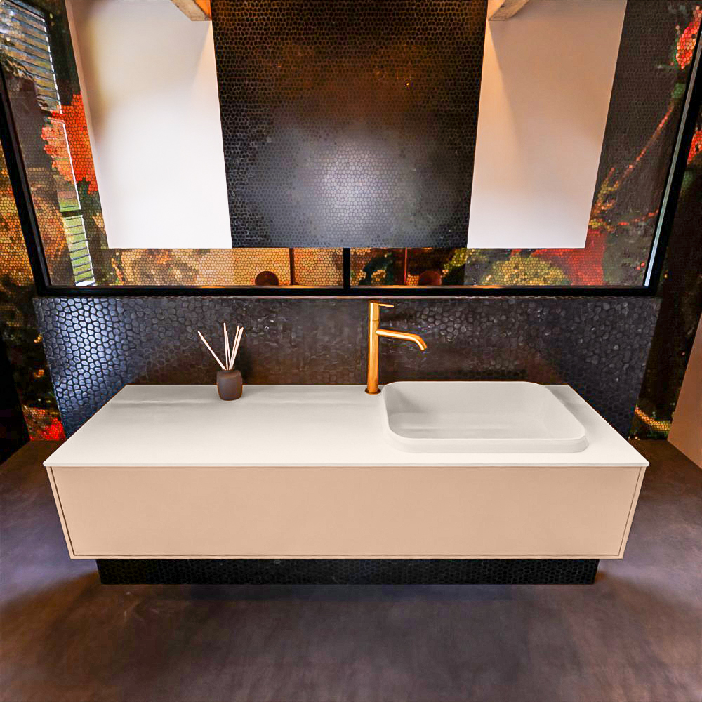MONDIAZ ERIN 150cm mueble de baño color Rosee 1 cajón. Lavabo RIDGE Derecho 1 orificio color Linen. 3 MONDIAZ ERIN 150cm mueble de baño color Rosee 1 cajón. Lavabo RIDGE Derecho 1 orificio color Linen. - Imagen 3