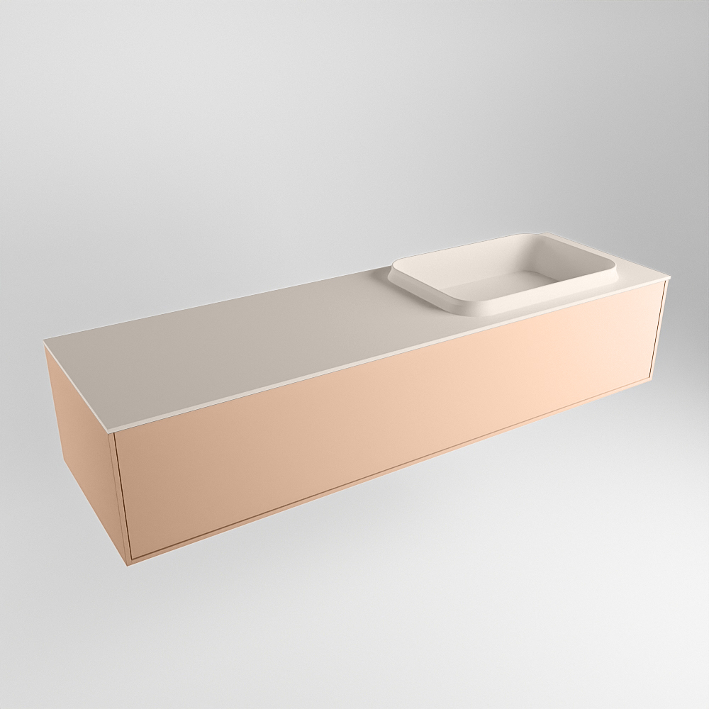 MONDIAZ ERIN 150cm mueble de baño color Rosee 1 cajón. Lavabo RIDGE Derecho 1 orificio color Linen. 4 MONDIAZ ERIN 150cm mueble de baño color Rosee 1 cajón. Lavabo RIDGE Derecho 1 orificio color Linen. - Imagen 4