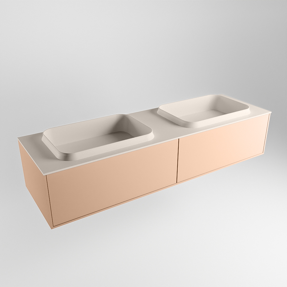 MONDIAZ ERIN 150cm mueble de baño color Rosee 2 cajones. Lavabo RIDGE Doble 2 orificios color Linen. 4 MONDIAZ ERIN 150cm mueble de baño color Rosee 2 cajones. Lavabo RIDGE Doble 2 orificios color Linen. - Imagen 4
