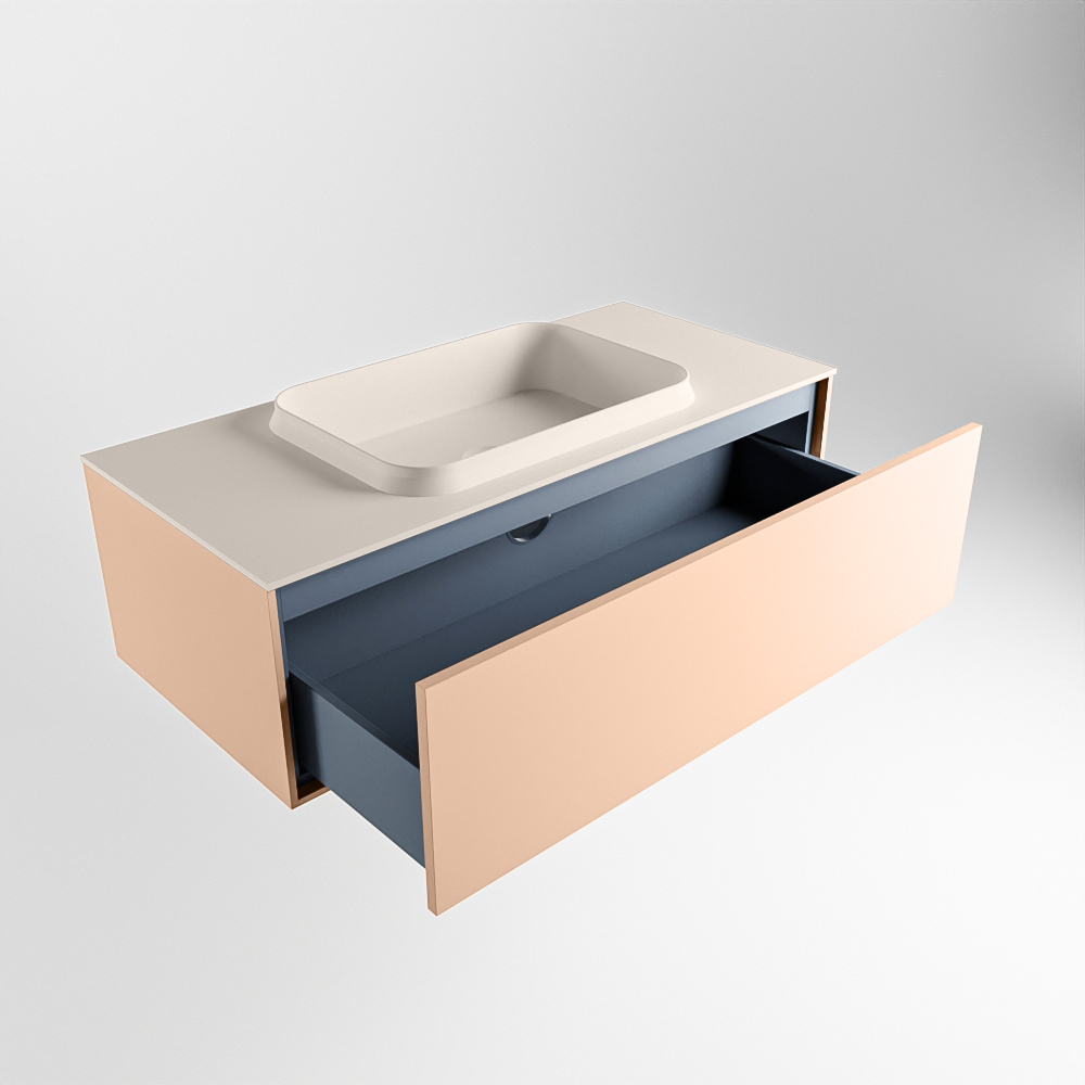 MONDIAZ ERIN 100cm mueble de baño color Rosee 1 cajón. Lavabo RIDGE Centro sin orificio color Linen. 6 MONDIAZ ERIN 100cm mueble de baño color Rosee 1 cajón. Lavabo RIDGE Centro sin orificio color Linen. - Imagen 6