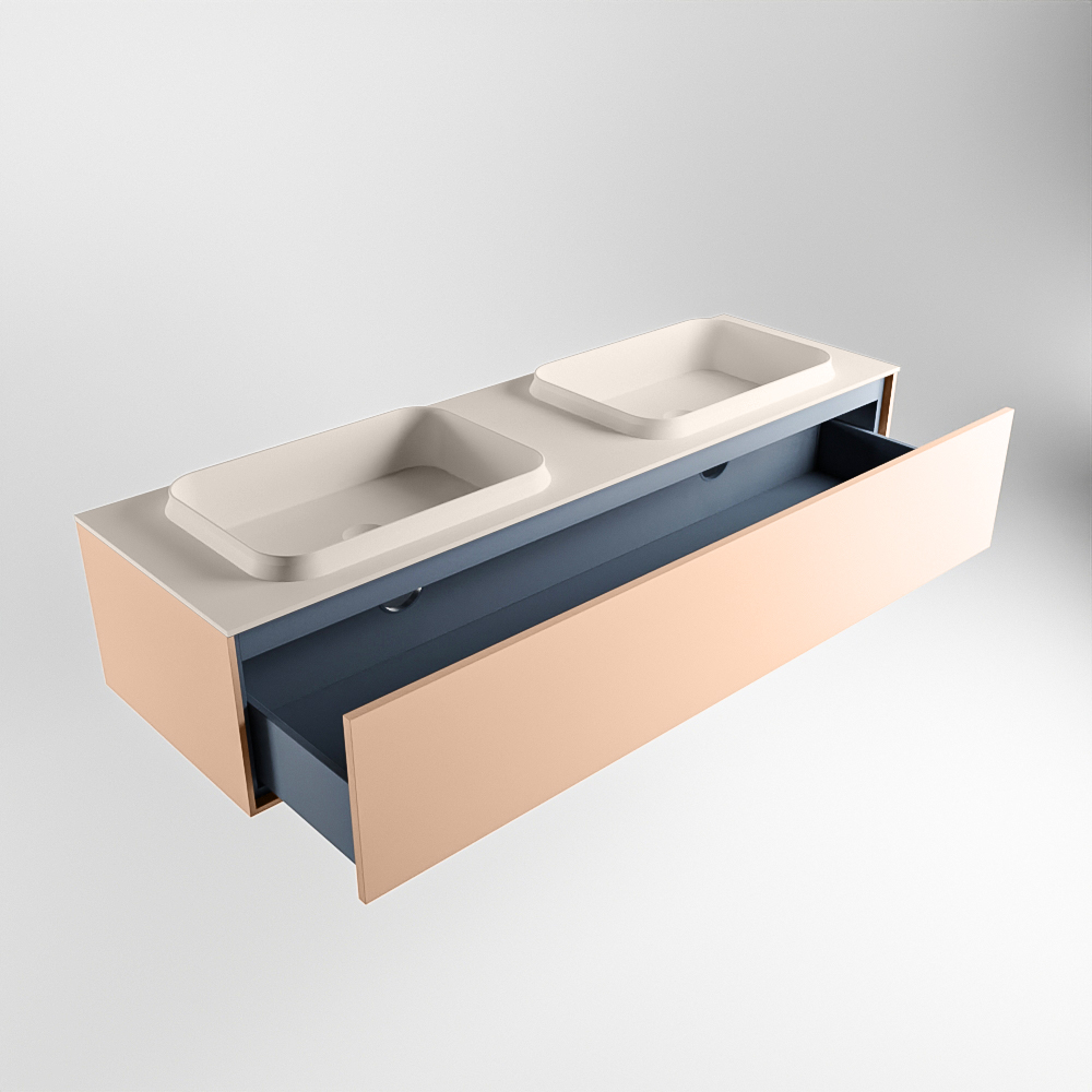 MONDIAZ ERIN 150cm mueble de baño color Rosee 1 cajón. Lavabo RIDGE Doble sin orificio color Linen. 6 MONDIAZ ERIN 150cm mueble de baño color Rosee 1 cajón. Lavabo RIDGE Doble sin orificio color Linen. - Imagen 6