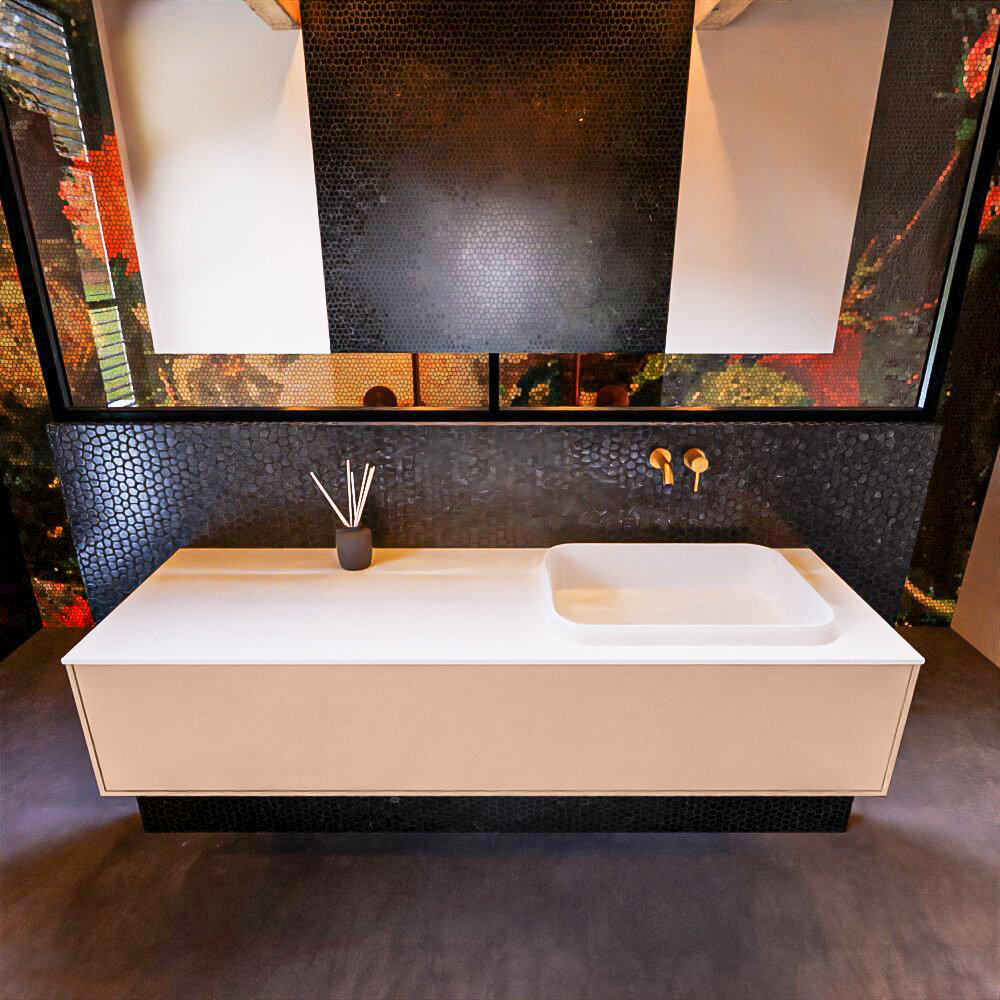 MONDIAZ ERIN 150cm mueble de baño color Rosee 1 cajón. Lavabo RIDGE Derecho sin orificio color Talc. 3 MONDIAZ ERIN 150cm mueble de baño color Rosee 1 cajón. Lavabo RIDGE Derecho sin orificio color Talc. - Imagen 3