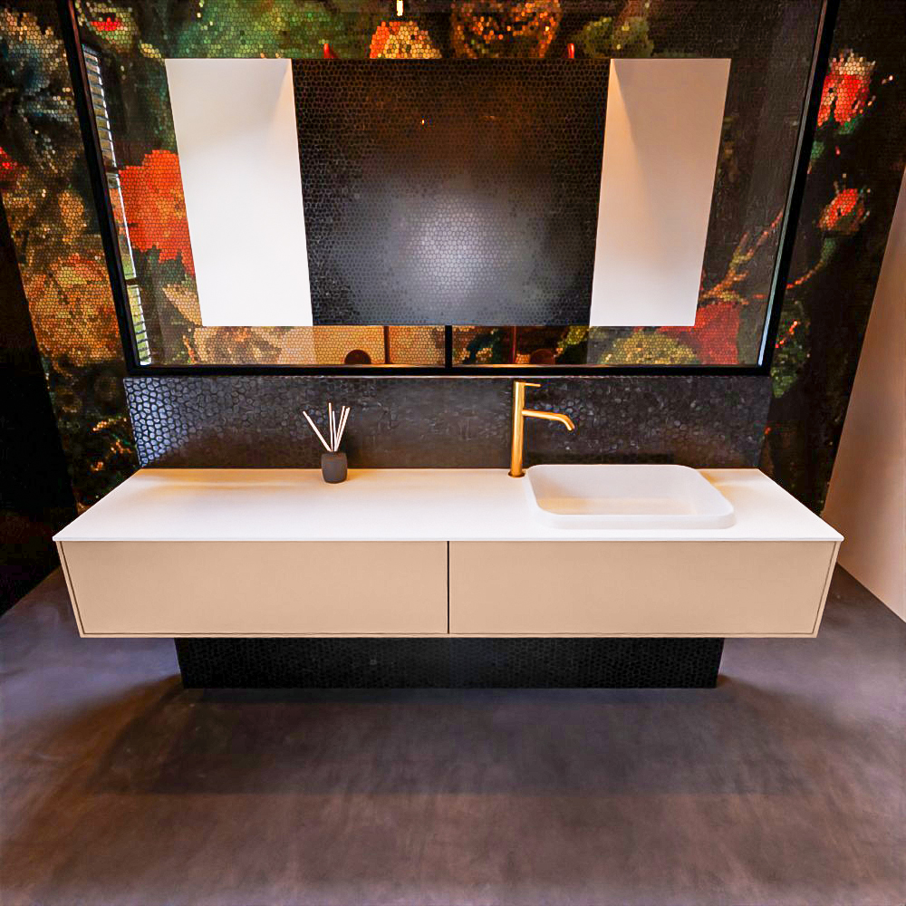 MONDIAZ ERIN 200cm mueble de baño color Rosee 2 cajones. Lavabo RIDGE Derecho 1 orificio color Talc. 3 MONDIAZ ERIN 200cm mueble de baño color Rosee 2 cajones. Lavabo RIDGE Derecho 1 orificio color Talc. - Imagen 3