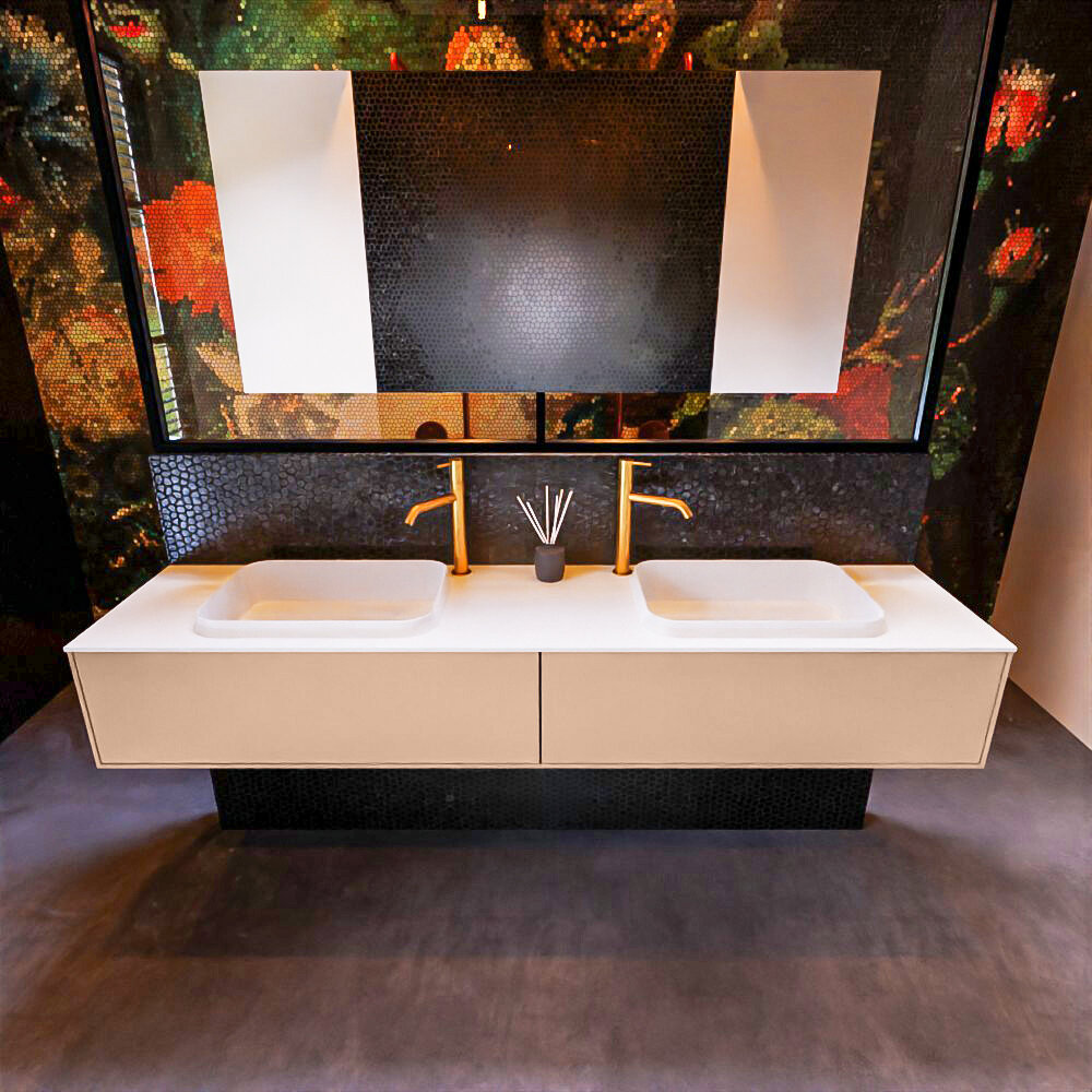 MONDIAZ ERIN 200cm mueble de baño color Rosee 2 cajones. Lavabo RIDGE Doble 2 orificios color Talc. 3 MONDIAZ ERIN 200cm mueble de baño color Rosee 2 cajones. Lavabo RIDGE Doble 2 orificios color Talc. - Imagen 3