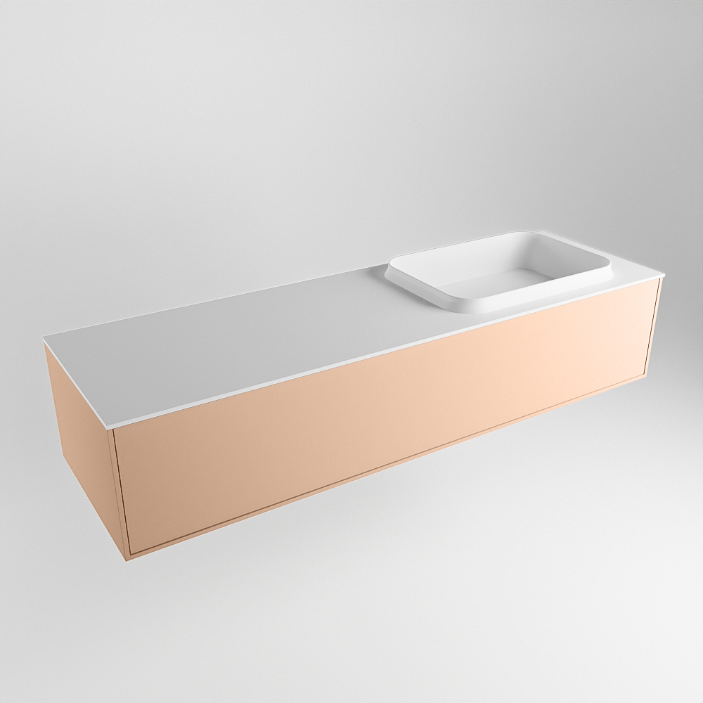 MONDIAZ ERIN 150cm mueble de baño color Rosee 1 cajón. Lavabo RIDGE Derecho sin orificio color Talc. 4 MONDIAZ ERIN 150cm mueble de baño color Rosee 1 cajón. Lavabo RIDGE Derecho sin orificio color Talc. - Imagen 4
