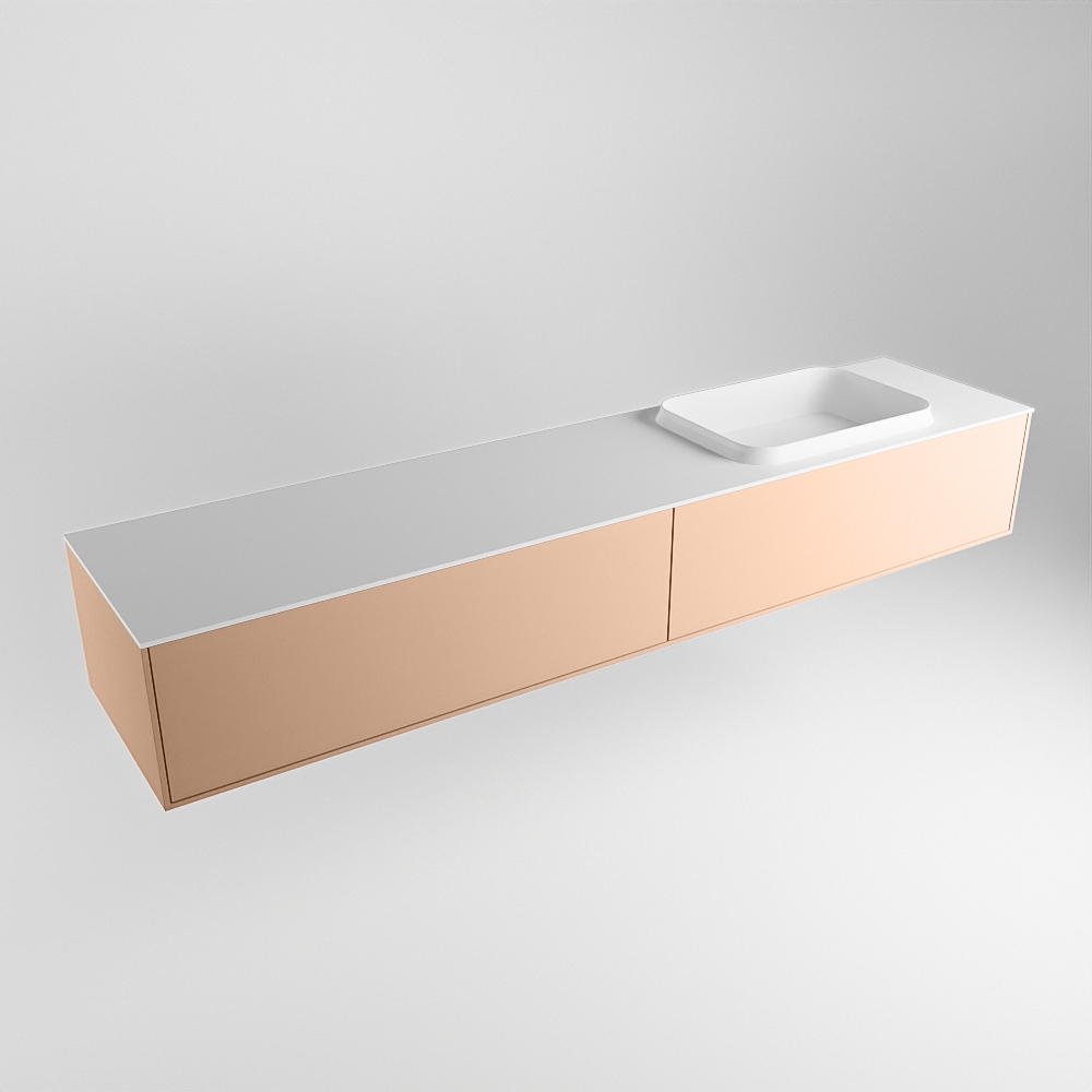 MONDIAZ ERIN 200cm mueble de baño color Rosee 2 cajones. Lavabo RIDGE Derecho sin orificio color Talc. 4 MONDIAZ ERIN 200cm mueble de baño color Rosee 2 cajones. Lavabo RIDGE Derecho sin orificio color Talc. - Imagen 4